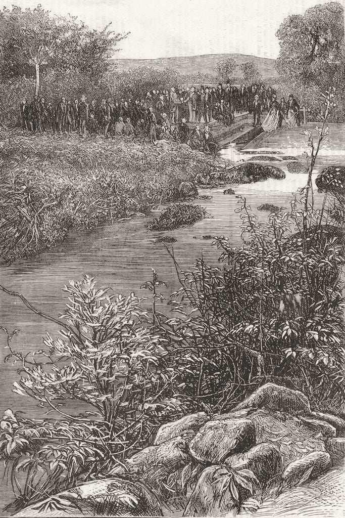 DEVON. Ye Fyshynge Feaste at Plymouth 1871 old antique vintage print picture